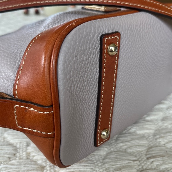 Dooney & Bourke Gray Lavender Pebble Grain Leather Zip Top Handle Satchel Bag - Picture 7 of 16